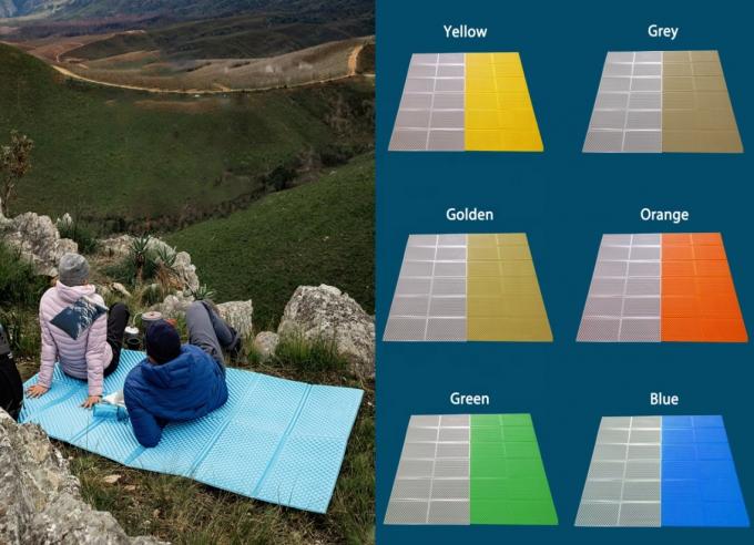 Cümle Çifte Katlanabilir Uyku Yatak Yatakları Beyaz Alüminyum Film Kapalı Hücre IXPE XPE Köpük Uyku Yastığı Su geçirmez Kamp 2 kişilik 0